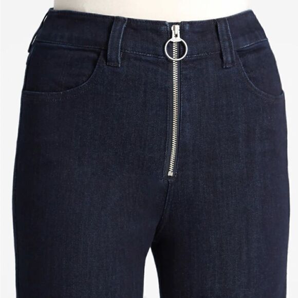 Modcloth By All Means Exposed Zip Skinny Jeans High Waist Dark Blue Indigo M - Picture 4 of 13